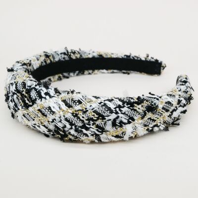 Black, white and gold tweed headband - Juliette
