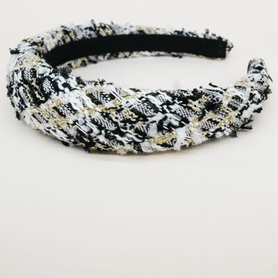 Black, white and gold tweed headband - Juliette