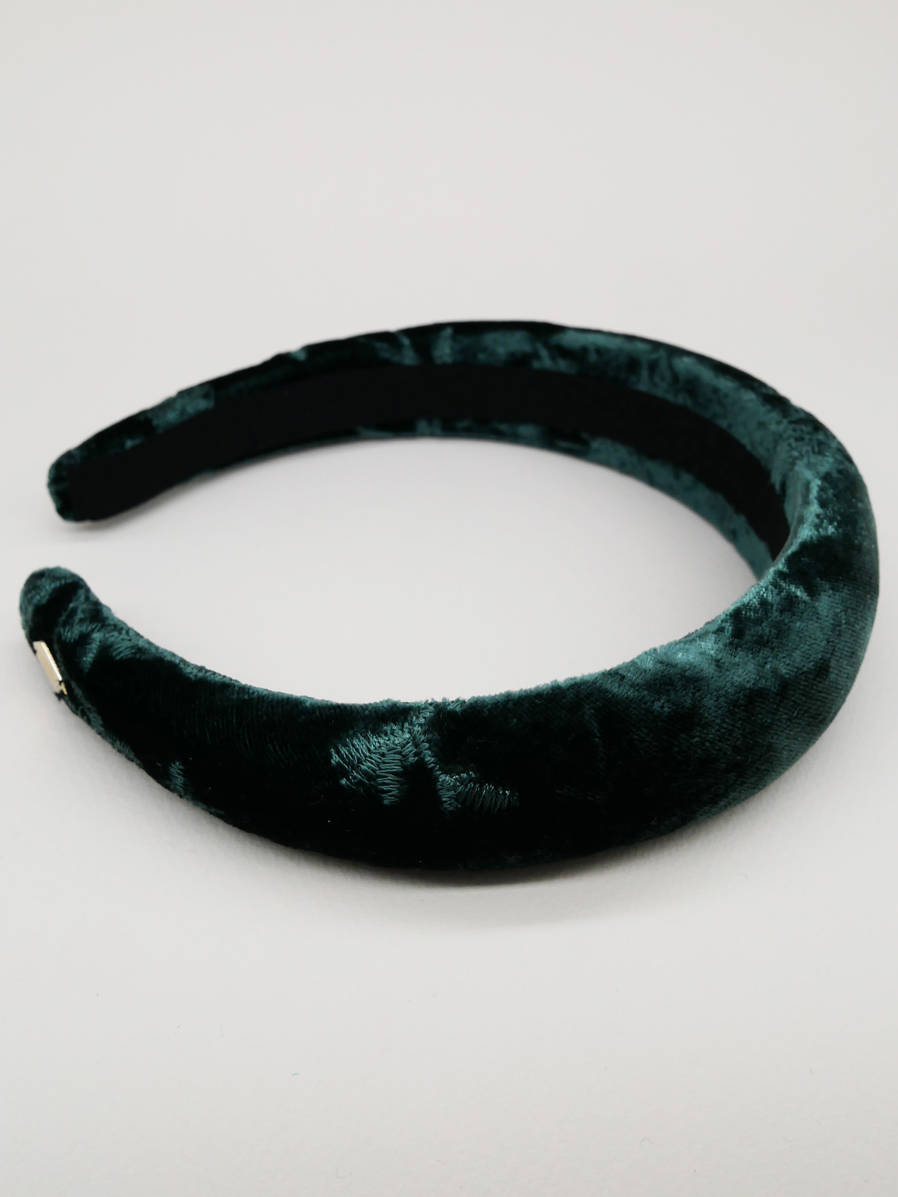 Fascia per capelli in velluto verde sano ricamato - Kimie