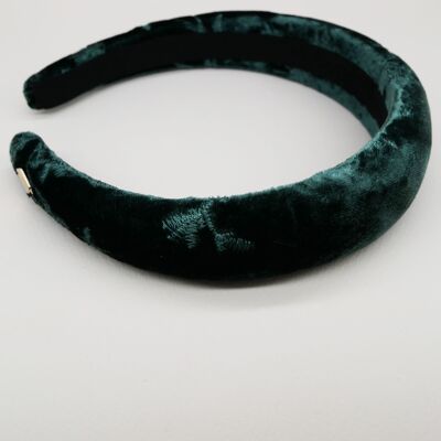 Embroidered healthy green velvet headband - Kimie