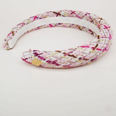 Pink and white tweed headband - Clarisse