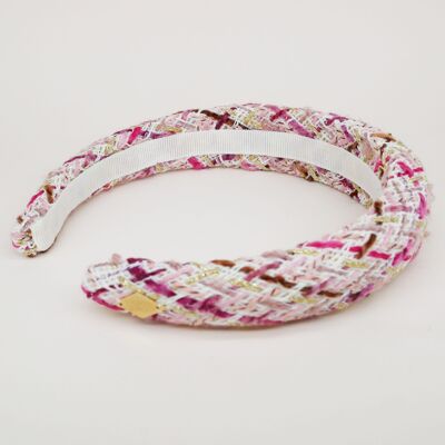 Diadema de tweed rosa y blanco - Clarisse