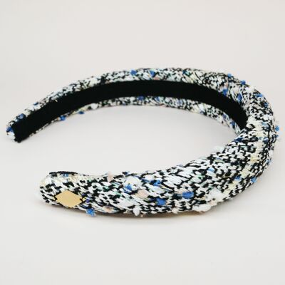 Diadema de tweed negra, azul y blanca - Agathe