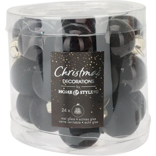 BOULE DE NOEL EN VERRE 25mm NOIR Set 24 pcs