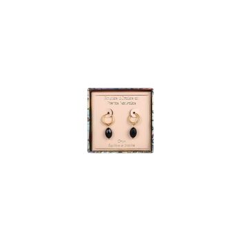 Boucles d'Oreilles Acier & Pierres Naturelles Collection Art Déco Voyage 2