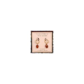 Boucles d'Oreilles Acier & Pierres Naturelles Collection Art Déco Voyage 4