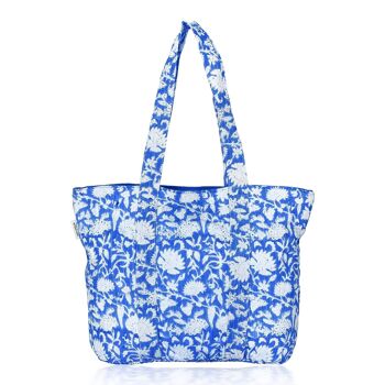 Sac matelassé - Sac à main bleu floral, sac pour femmes 2