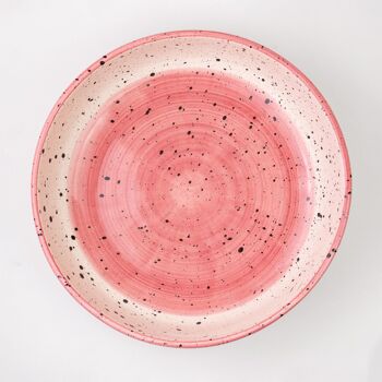 Grand saladier d'été en céramique blanche et rose 21cm CERISE 4