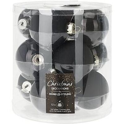 BOULE DE NOEL EN VERRE 60mm NOIR Set 12 pcs