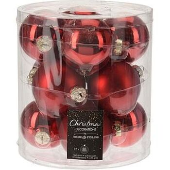 BOULE DE NOEL EN VERRE 60mm ROUGE Set 12 pcs