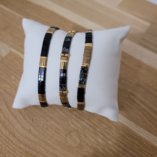 TILA - 3 bracelets - Bijoux - femme - Noir - cadeaux - Showroom été - plage