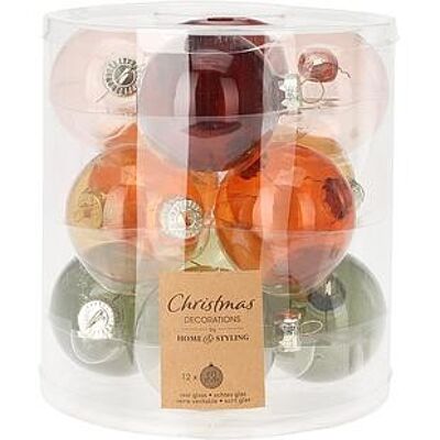 GLASS CHRISTMAS BALL 60mm TRANSLUCENT Set 12 pcs