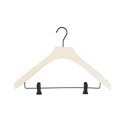 Cream Coat Hanger with Clips, Lotus Wood + Metal + Plastic, 43.8 cm x 30.5 cm x 1.2 cm, Cream RAN7126