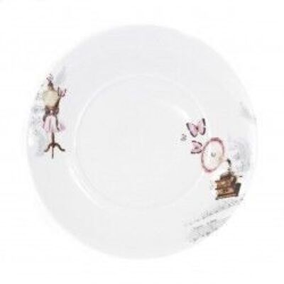 SYMPHONIE DES PAPILLONS Dessert flat plate 21 cm in porcelain