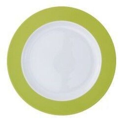 COLORIS Plat rond vert pomme 32 cm en porcelaine