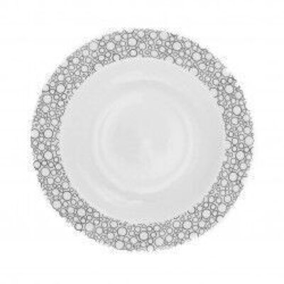 BLACK OR WHITE Round porcelain deep plate 22.5 cm