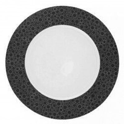 NERO O BIANCO Piatto tondo piatto in porcellana con aletta 27 cm