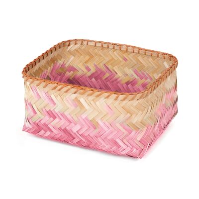 Nouméa bamboo storage basket, L, 30 x 23 x 15 cm, Pink/Brown, RAN7994