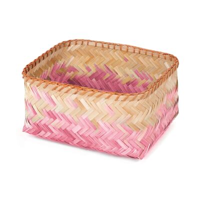 Cesta de almacenamiento de bambú Nouméa, L, 30 x 23 x 15 cm, Rosa/Marrón, RAN7994