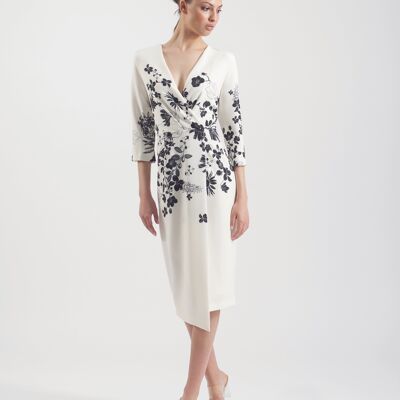 Printed Wrap Dress Without Ivory Belt