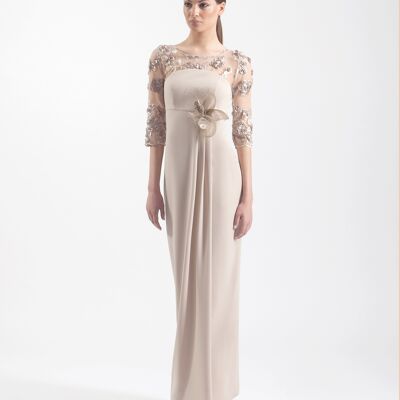 Long Dress With Embroidered Tulle Cava