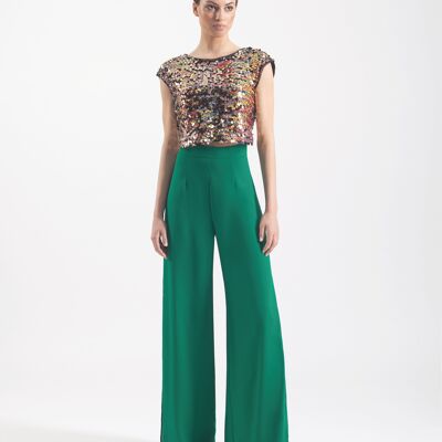 Green Sequin Top and Pants Set