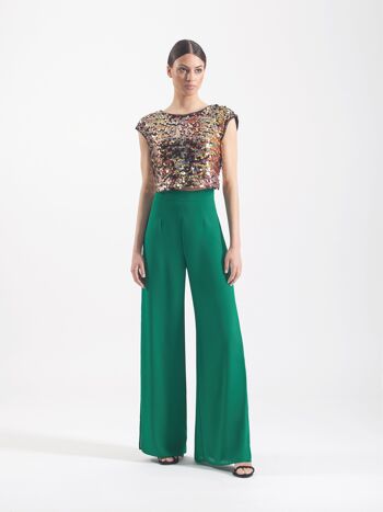 Ensemble haut et pantalon à sequins verts 2