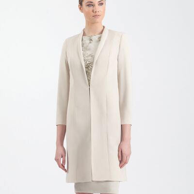 Nude twill midi frock coat