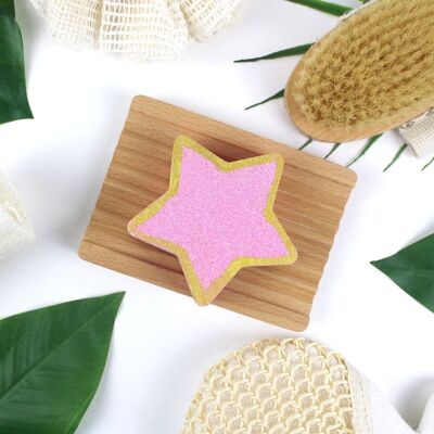 Pink/Gold Star Badebombe 100 g – Kirschblütenduft