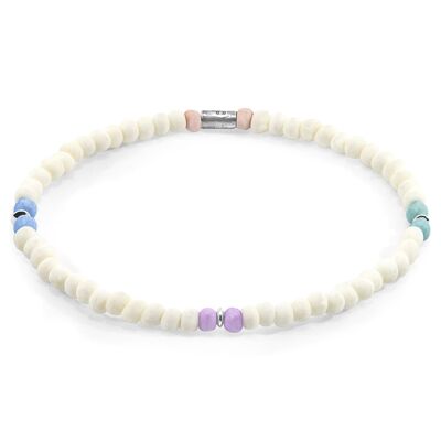 Pastell gebrochenes Weiß – mehrfarbiges Evelyn-Armband aus Silber und Glas