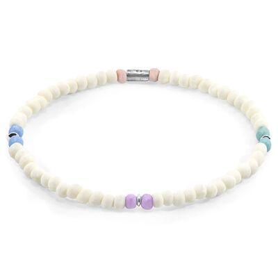 Pastel Off White - Multicoloured Evelyn Silver and Glass SKINNY Bracelet