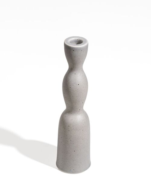 Wave Candleholder Tall - Grey Speckle