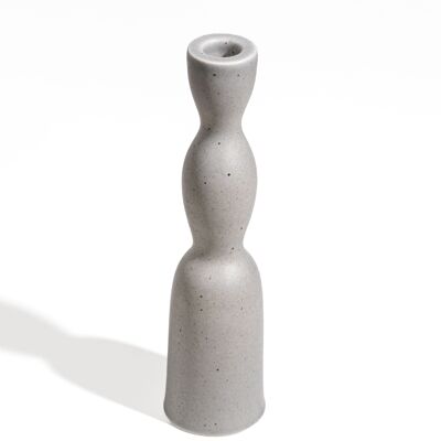 Wave Candleholder Tall - Grey Speckle