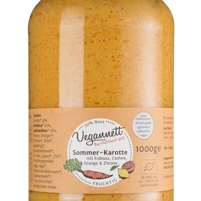 Zanahoria de verano ecológica para untar con naranja, limón y mantequilla de nueces al 30%, anacardo / maní, sin azúcares añadidos, 1000g