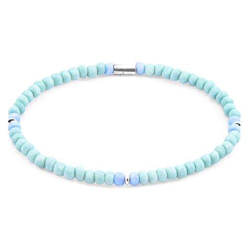 Pastel Green - Blue Evelyn Silver and Glass SKINNY Bracelet