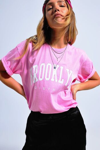 T-shirt Brooklyn en rose 2