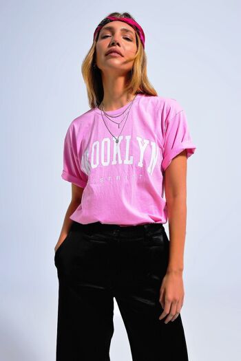 T-shirt Brooklyn en rose 4