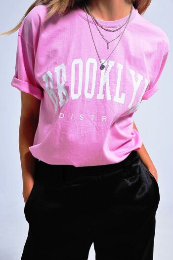 T-shirt Brooklyn en rose 5