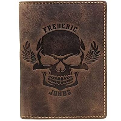 Men's Genuine Leather Wallet - Driving License Wallet (Skull)