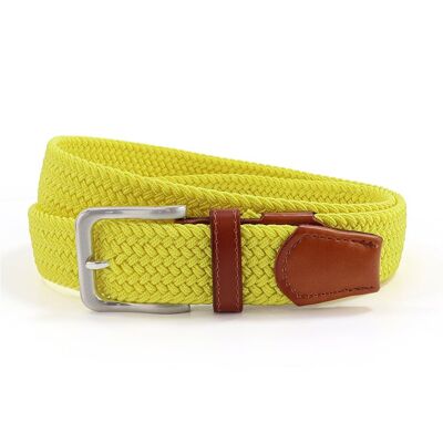 Cinturón de cincha trenzada elástica amarilla de 35 mm