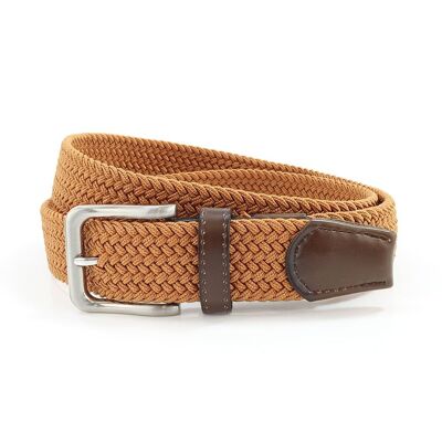 35mm Toffee Elastic Plaited Webbing Belt