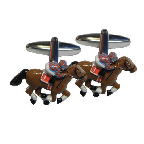 3D Horse Racing Cufflinks