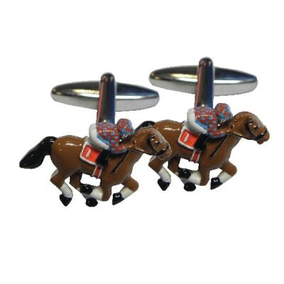 Boutons de manchette de courses de chevaux 3D