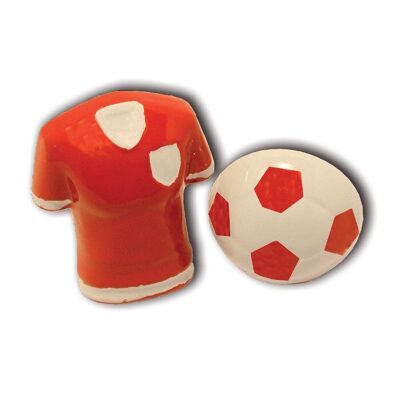 Boutons de manchette de chemise et de football rouge 3D