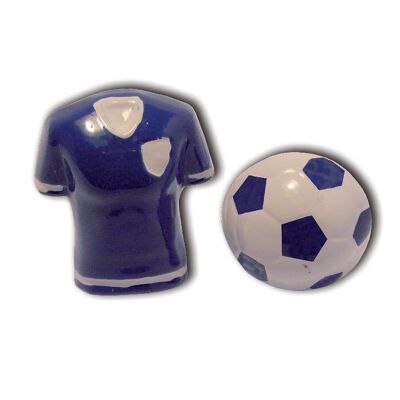 Boutons de manchette football et chemise bleu 3D