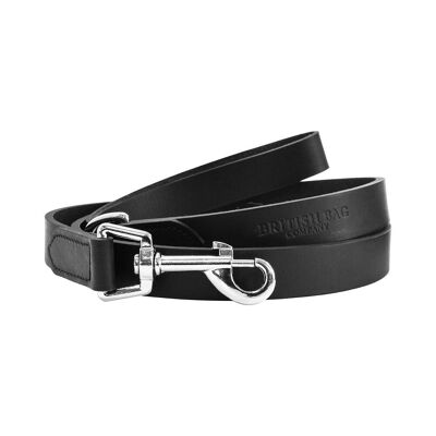 Laisse fine pour chien en cuir noir 15 mm