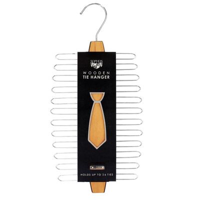Cintre à cravates à 24 crochets en bois d'aulne