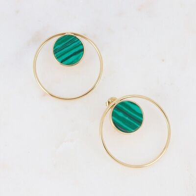 Golden Maxine earrings with Malachite stone
