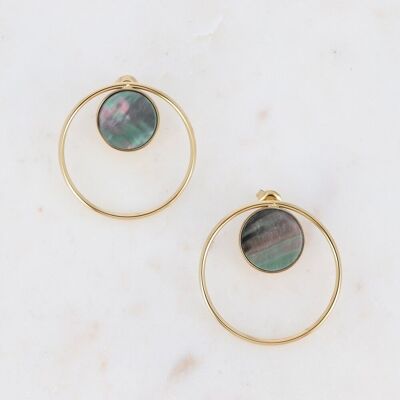 Golden Maxine earrings with black mother-of-pearl stone