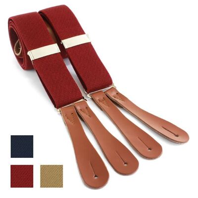 35mm Workwear Plain Brace Leather Ends - Wine